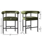 Lot de 3 tabourets de comptoir de luxe en velours avec accoudoirs, chaises de bar modernes de 24 pouces de large pour grand îlot de cuisine - Panipeachy