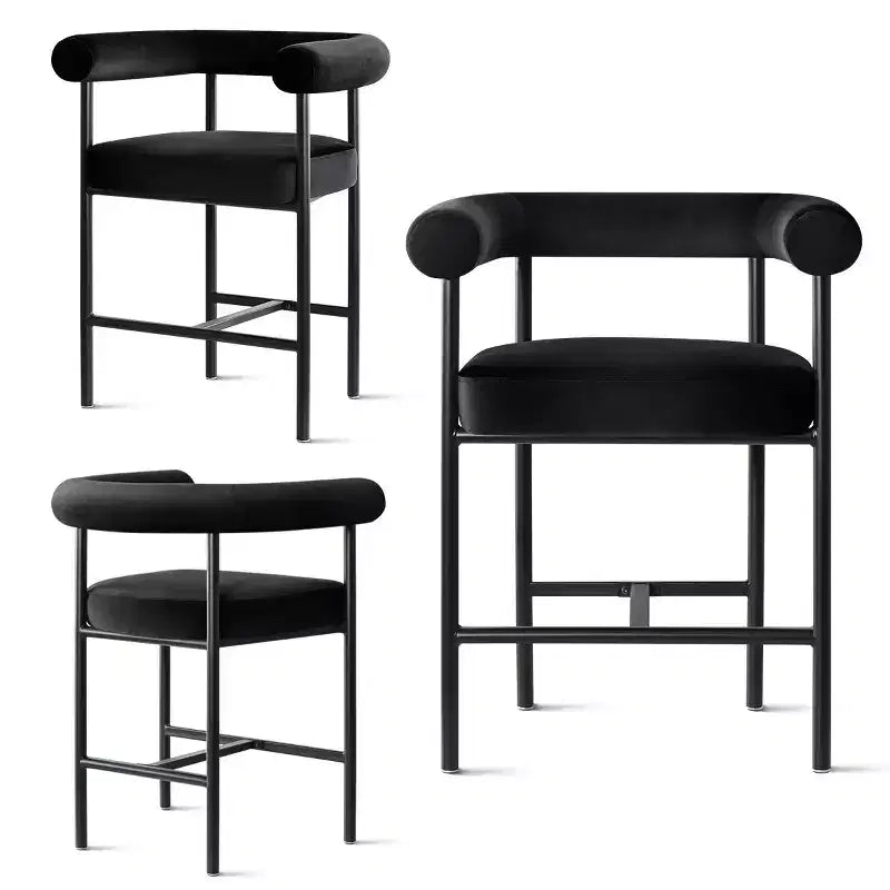 Lot de 3 tabourets de comptoir de luxe en velours avec accoudoirs, chaises de bar modernes de 24 pouces de large pour grand îlot de cuisine - Panipeachy