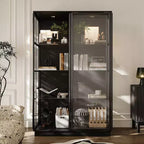 Famapy Oversize Glass Display Cabinet: 74.8H,Built-In Spotlights + Sliding Glass DoorsSpacious Organizer for Collectibles,Models,Action Figuresr