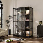 Vitrine en verre Famapy Oversize : 190 cm de haut, projecteurs intégrés + portes coulissantes en verre. Organiseur spacieux pour les objets de collection, les maquettes, les figurines.