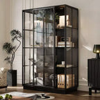 Vitrine en verre Famapy Oversize : 190 cm de haut, projecteurs intégrés + portes coulissantes en verre. Organiseur spacieux pour les objets de collection, les maquettes, les figurines.