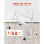 Meuble TV Roulant VEVOR, Chariot TV Mobile pour écrans Plats/Incurvés LED/LCD/OLED de 35 à 100 Pouces, Support d'Écran Portable avec Roues Supportant jusqu'à 90 kg, Blanc