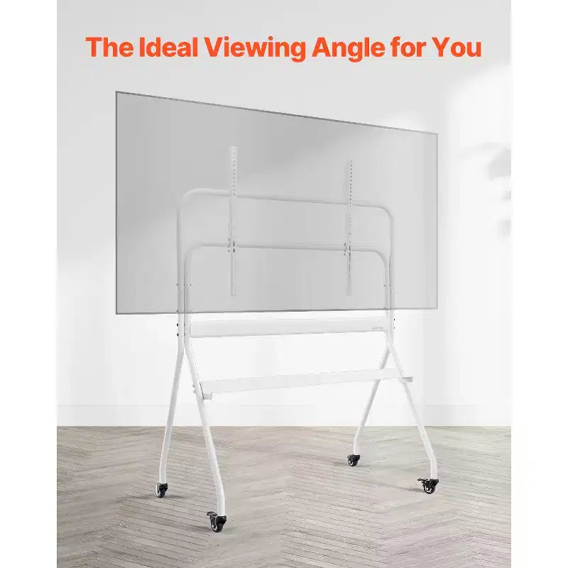 Meuble TV Roulant VEVOR, Chariot TV Mobile pour écrans Plats/Incurvés LED/LCD/OLED de 35 à 100 Pouces, Support d'Écran Portable avec Roues Supportant jusqu'à 90 kg, Blanc