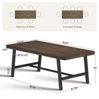 Grande table à manger 71, table de ferme pour 8 à 12 personnes, en bois marron pour 6 à 10 personnes avec pieds réglables, cuisine/salle à manger/salon