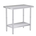 Stainless Steel Workbench, 2-Tier Commercial Kitchen Prep Table, with Shelves and Hooks, Heavy-Duty Workbench, Suitable for Restaurants and Garages