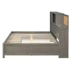 Lit de repos double en bois Luxystar avec 3 tiroirs, étagère et prises de courant