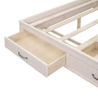 Lit de repos double en bois Luxystar avec 3 tiroirs, étagère et prises de courant