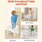 Ensemble table et chaise de sevrage Montessori pour tout-petits de 1 à 5 ans, rond, naturel