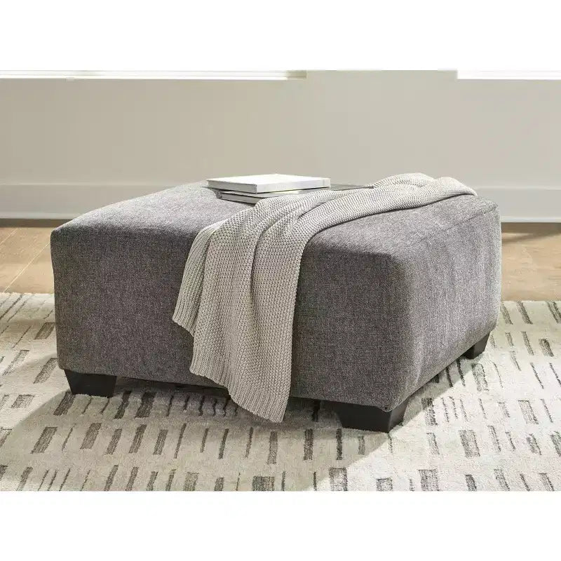 Signature Design by Ashley Revenna, grand pouf d'appoint, revêtement en polyester texturé, gris pierre