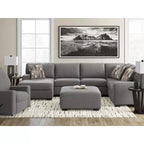 Signature Design by Ashley Revenna, grand pouf d'appoint, revêtement en polyester texturé, gris pierre