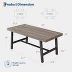 Table à manger industrielle rustique pour 4-6 personnes. Plateau rectangulaire de 160 cm avec pieds en métal robustes. Durable et facile à assembler. Cuisine.