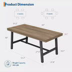 Table à manger industrielle rustique pour 4-6 personnes. Plateau rectangulaire de 160 cm avec pieds en métal robustes. Durable et facile à assembler. Cuisine.