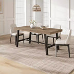 Table à manger industrielle rustique pour 4-6 personnes. Plateau rectangulaire de 160 cm avec pieds en métal robustes. Durable et facile à assembler. Cuisine.
