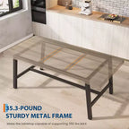 Table à manger industrielle rustique pour 4-6 personnes. Plateau rectangulaire de 160 cm avec pieds en métal robustes. Durable et facile à assembler. Cuisine.
