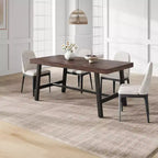 Table à manger industrielle rustique pour 4-6 personnes. Plateau rectangulaire de 160 cm avec pieds en métal robustes. Durable et facile à assembler. Cuisine.