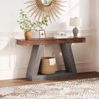 Console étroite de 55 pouces - Table de canapé d'entrée à 2 niveaux pour couloir, salon, foyer, bureau - Table d'appoint mince derrière le canapé