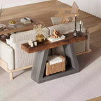 Console étroite de 55 pouces - Table de canapé d'entrée à 2 niveaux pour couloir, salon, foyer, bureau - Table d'appoint mince derrière le canapé