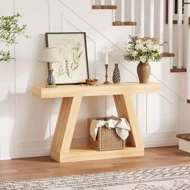 Console étroite de 55 pouces - Table de canapé d'entrée à 2 niveaux pour couloir, salon, foyer, bureau - Table d'appoint mince derrière le canapé