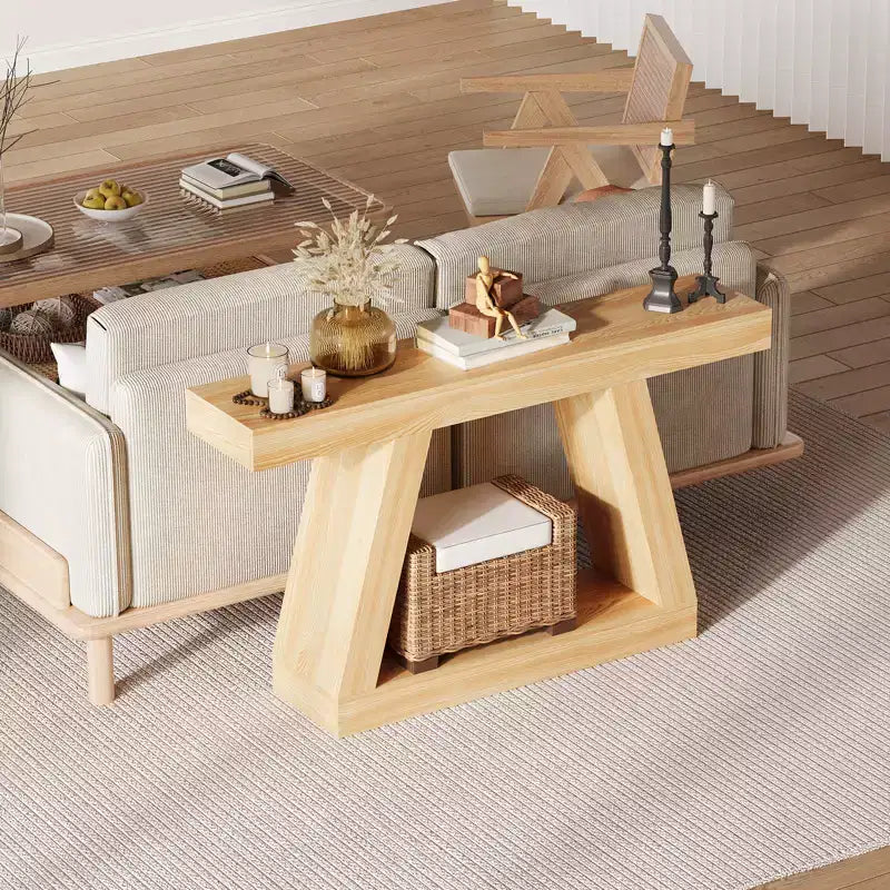 Console étroite de 55 pouces - Table de canapé d'entrée à 2 niveaux pour couloir, salon, foyer, bureau - Table d'appoint mince derrière le canapé