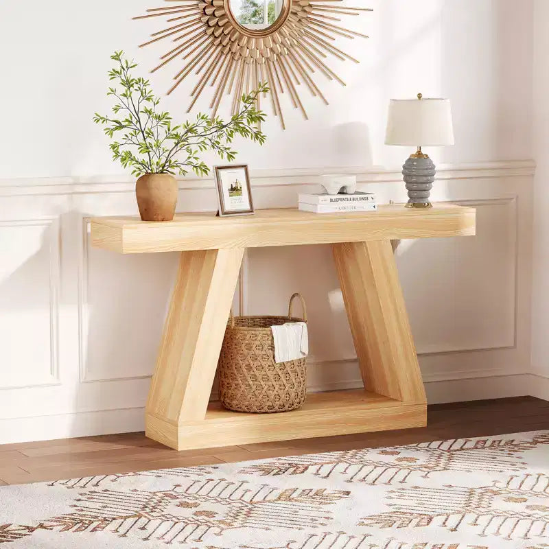 Console étroite de 55 pouces - Table de canapé d'entrée à 2 niveaux pour couloir, salon, foyer, bureau - Table d'appoint mince derrière le canapé