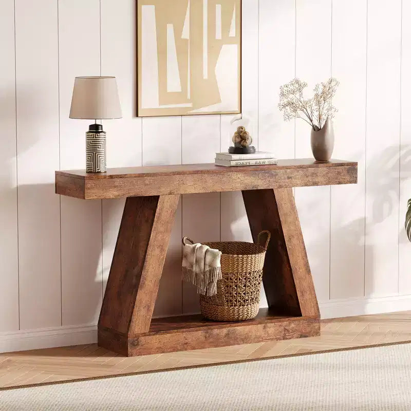 Console étroite de 55 pouces - Table de canapé d'entrée à 2 niveaux pour couloir, salon, foyer, bureau - Table d'appoint mince derrière le canapé
