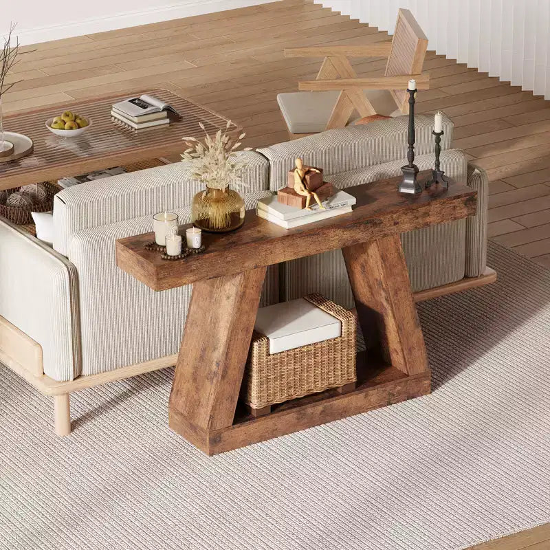 Console étroite de 55 pouces - Table de canapé d'entrée à 2 niveaux pour couloir, salon, foyer, bureau - Table d'appoint mince derrière le canapé