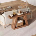 Console étroite de 55 pouces - Table de canapé d'entrée à 2 niveaux pour couloir, salon, foyer, bureau - Table d'appoint mince derrière le canapé