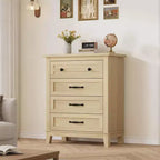 CuisinSmart 4 Dresser for Bedroom, 35 Tall Vertical Drawer Dresser with Large Storage, Freestanding Wooden Closet Chest for Living Room