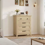 CuisinSmart Commode 4 tiroirs pour chambre, commode verticale de 89 cm de haut avec grand rangement, commode en bois autoportante pour salon