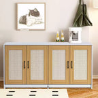 Meuble Cache Litière Double pour Chats 47 - Meuble à Litière Discret pour 2 Chats avec Portes Griffoir en Sisal, Meuble en Bois pour Chats d'Intérieur