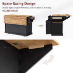 Desserte de cuisine roulante Homy Casa avec plateau en bois et armoires de rangement, Noir