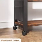 Garvee Table d'appoint rotative à 360° avec station de charge, table d'appoint pivotante avec sac de rangement et 6 roulettes verrouillables, table mobile pour chambre et salon