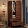 72 Wooden Armoire Wardrobe Closet with 2 Drawers, Hanging Rod, 18 Adjustable Shelves, and Doors for Bedroom Storage, Tall Clothing Cabinet