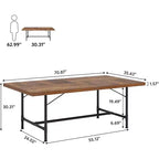 Table à manger rectangulaire Lantine de 180 cm avec plateau en bois et pieds en métal, peut accueillir 6 à 8 personnes, idéale pour la cuisine et le salon.
