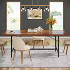 Table à manger rectangulaire Lantine de 180 cm avec plateau en bois et pieds en métal, peut accueillir 6 à 8 personnes, idéale pour la cuisine et le salon.