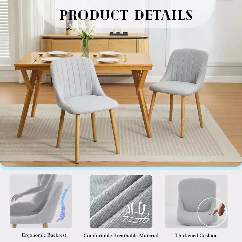 Chaises de salle à manger, chaises de cuisine modernes rembourrées en tissu, chaises de salle à manger à dossier avec pieds en chêne, lot de 4 chaises de salle à manger sans accoudoirs pour salle à manger