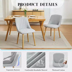 Chaises de salle à manger, chaises de cuisine modernes rembourrées en tissu, chaises de salle à manger à dossier avec pieds en chêne, lot de 4 chaises de salle à manger sans accoudoirs pour salle à manger