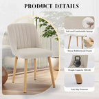 Chaises de salle à manger, chaises de cuisine modernes rembourrées en tissu, chaises de salle à manger à dossier avec pieds en chêne, lot de 4 chaises de salle à manger sans accoudoirs pour salle à manger