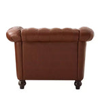 Fauteuil d'appoint Chesterfield vintage avec revêtement en PU et accoudoirs volutes, pieds en bois massif, canapé une place pour salon ou bureau - Panipeachy