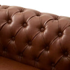 Fauteuil d'appoint Chesterfield vintage avec revêtement en PU et accoudoirs volutes, pieds en bois massif, canapé une place pour salon ou bureau - Panipeachy