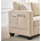 Canapé 3 places, canapé moderne 89 avec accoudoirs, canapé avec sièges extra profonds pour salon, chambre, appartement et bureau, en chenille beige.