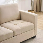 Canapé 3 places, canapé moderne 89 avec accoudoirs, canapé avec sièges extra profonds pour salon, chambre, appartement et bureau, en chenille beige.
