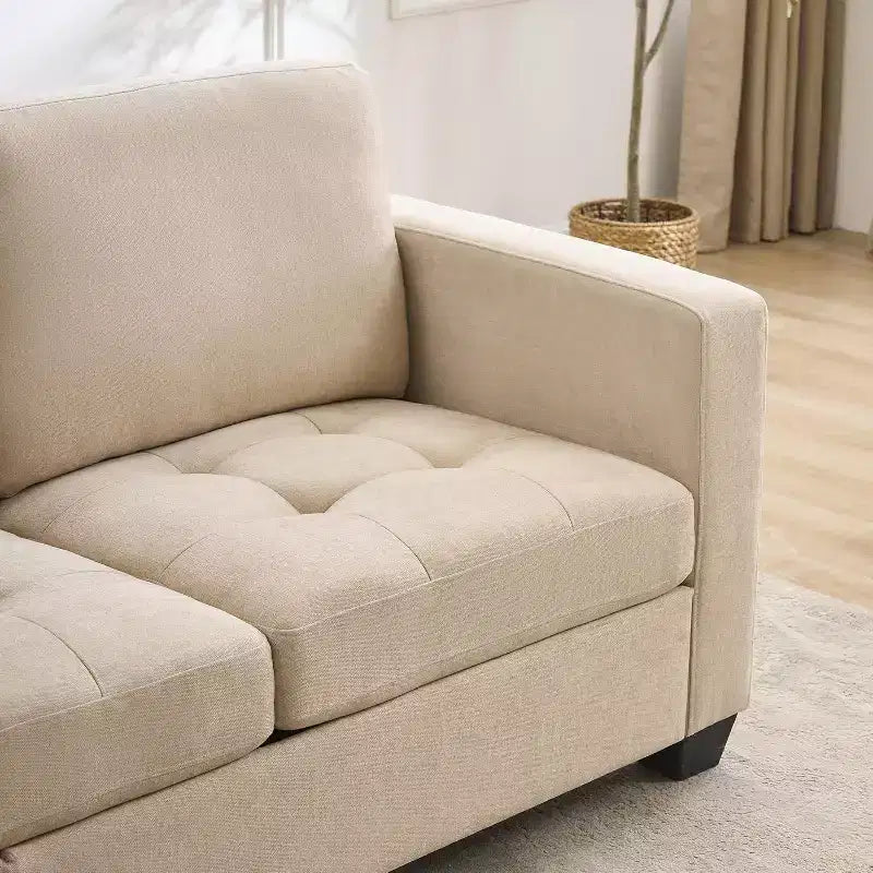 Canapé 3 places, canapé moderne 89 avec accoudoirs, canapé avec sièges extra profonds pour salon, chambre, appartement et bureau, en chenille beige.
