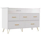 Commode moderne pour chambre à coucher, commode de rangement en bois avec lumières LED et station de charge, commode blanche pour placard, couloir, entrée