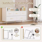 Commode moderne pour chambre à coucher, commode de rangement en bois avec lumières LED et station de charge, commode blanche pour placard, couloir, entrée