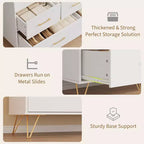 Commode moderne pour chambre à coucher, commode de rangement en bois avec lumières LED et station de charge, commode blanche pour placard, couloir, entrée
