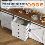 Buffet de ferme 60" avec portes coulissantes et 4 tiroirs, Meuble TV, Table console, Meuble de cuisine avec rangement