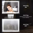 Miroir de salle de bain à double rétroéclairage LED Miroir mural de vanité moderne avec anti-buée, verre incassable, fonction de mémoire, montage horizontal ou vertical