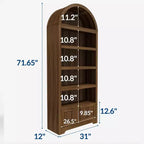 Bibliothèque de ferme arquée à 6 niveaux avec étagères ouvertes et tiroirs, armoire en bois autonome de 182 cm de haut pour salon, chambre à coucher, bureau à domicile
