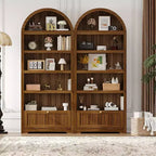 Bibliothèque de ferme arquée à 6 niveaux avec étagères ouvertes et tiroirs, armoire en bois autonome de 182 cm de haut pour salon, chambre à coucher, bureau à domicile